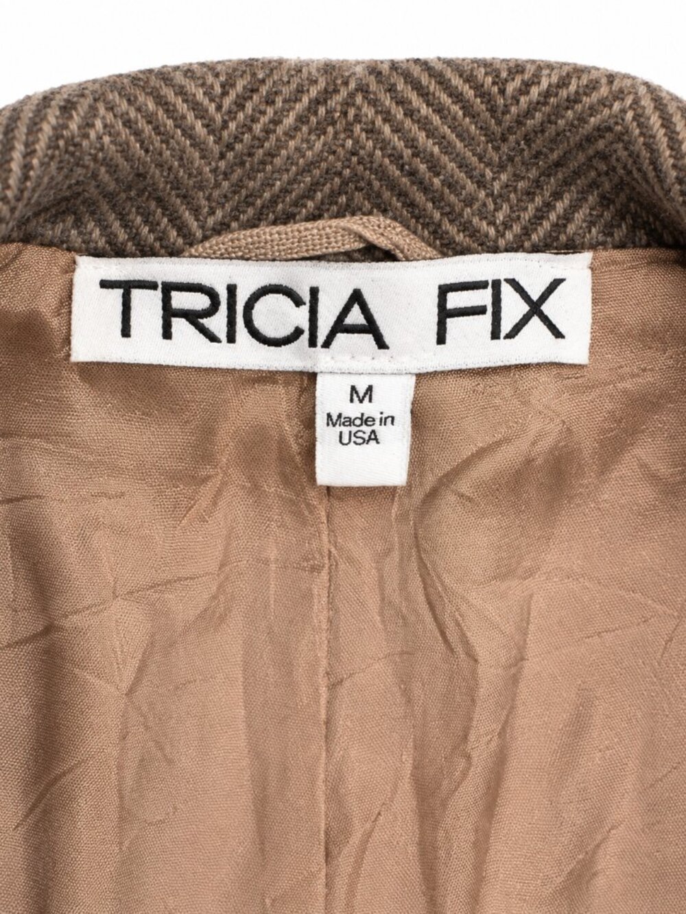 Tricia Fix Upcycled Vintage Farah Herringbone Fringe Blazer Medium - Picture 3 of 7